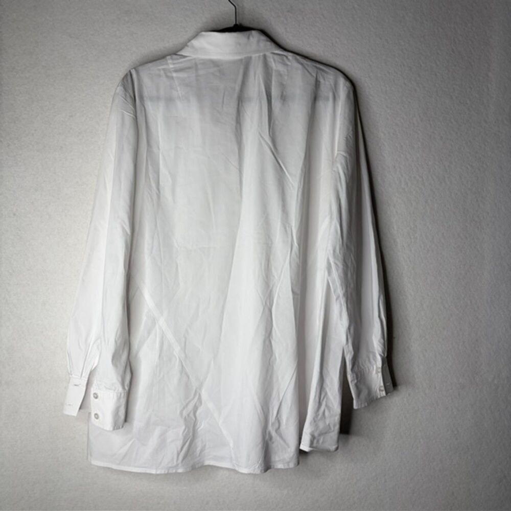Finley White Button-Up Shirt Minimalist Quiet Luxury Chic Resort Casual Size L - Picture 2 of 8